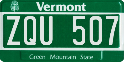 VT license plate ZQU507