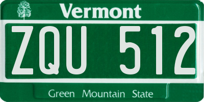 VT license plate ZQU512