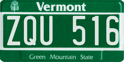 VT license plate ZQU516