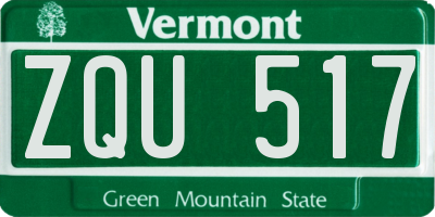 VT license plate ZQU517