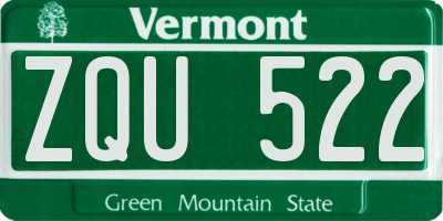 VT license plate ZQU522