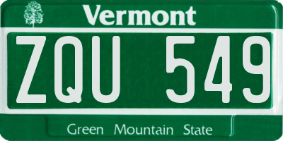 VT license plate ZQU549