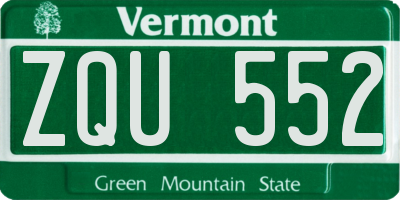 VT license plate ZQU552