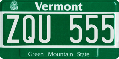 VT license plate ZQU555