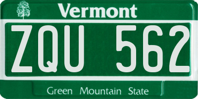 VT license plate ZQU562