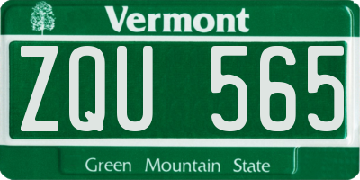 VT license plate ZQU565