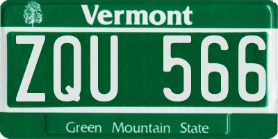 VT license plate ZQU566