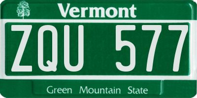VT license plate ZQU577