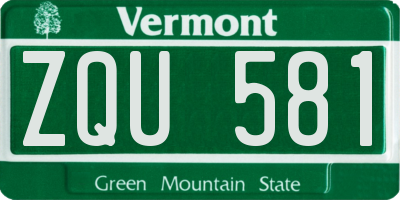 VT license plate ZQU581