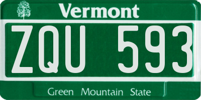 VT license plate ZQU593