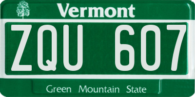 VT license plate ZQU607
