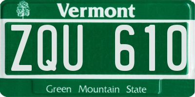 VT license plate ZQU610