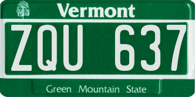 VT license plate ZQU637