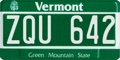 VT license plate ZQU642