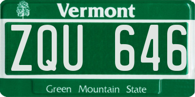 VT license plate ZQU646