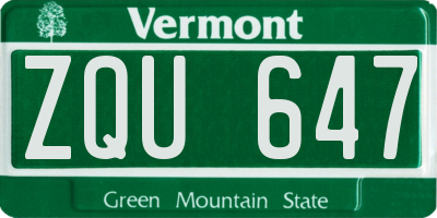 VT license plate ZQU647