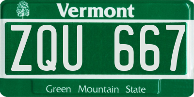 VT license plate ZQU667