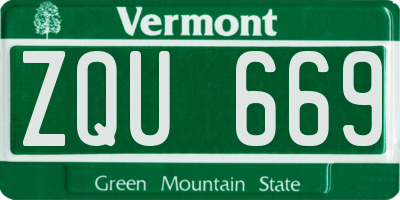 VT license plate ZQU669