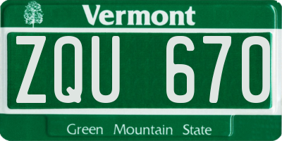 VT license plate ZQU670