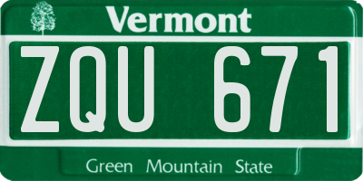 VT license plate ZQU671