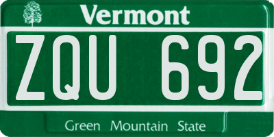 VT license plate ZQU692