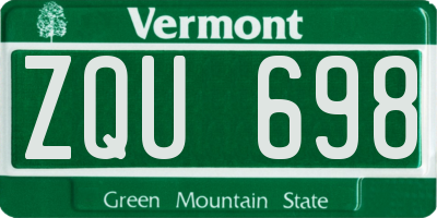 VT license plate ZQU698