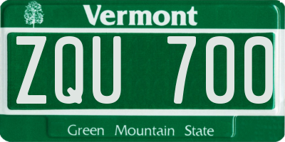 VT license plate ZQU700