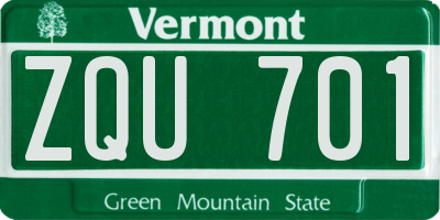 VT license plate ZQU701