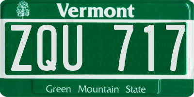 VT license plate ZQU717