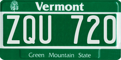 VT license plate ZQU720