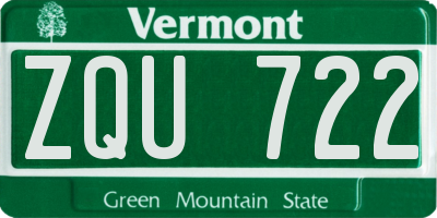VT license plate ZQU722