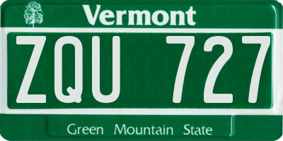 VT license plate ZQU727