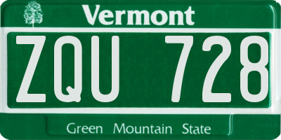 VT license plate ZQU728