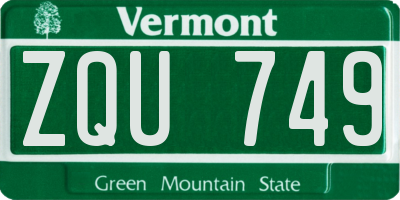 VT license plate ZQU749