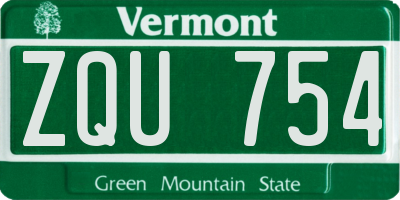 VT license plate ZQU754