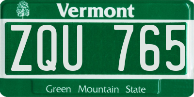 VT license plate ZQU765