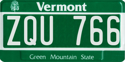 VT license plate ZQU766