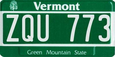 VT license plate ZQU773