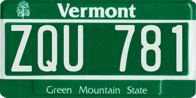 VT license plate ZQU781