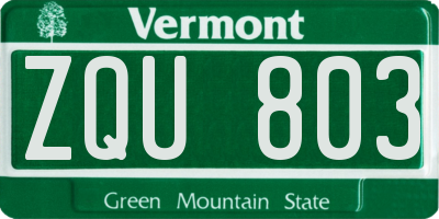 VT license plate ZQU803