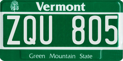 VT license plate ZQU805