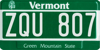 VT license plate ZQU807