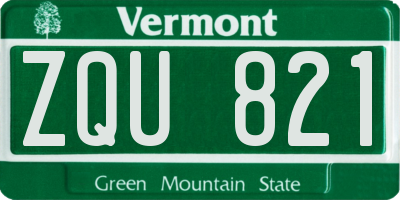 VT license plate ZQU821
