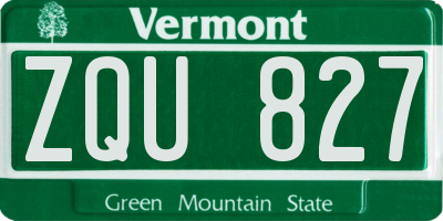 VT license plate ZQU827