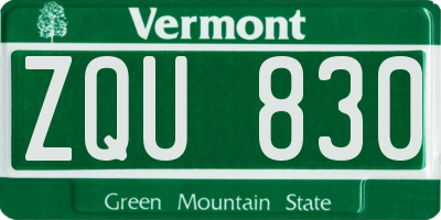 VT license plate ZQU830