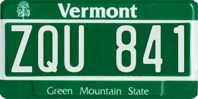 VT license plate ZQU841