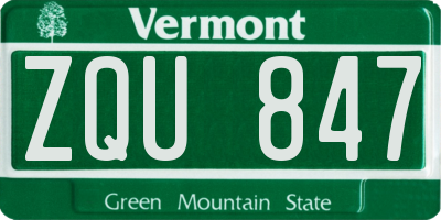 VT license plate ZQU847