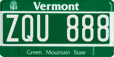 VT license plate ZQU888