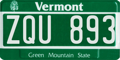 VT license plate ZQU893