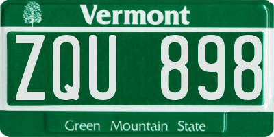 VT license plate ZQU898